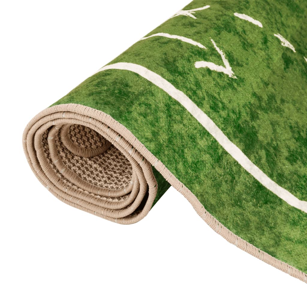 Kinderteppich Grün 160x230 cm Fußballfeld Waschbar Rutschfest
