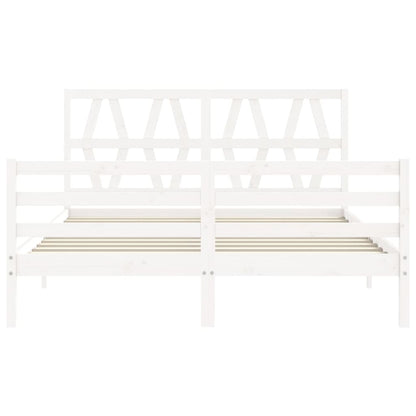 Massivholzbett mit Kopfteil Weiß