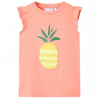 Kinder-T-Shirt Neonkoralle 128