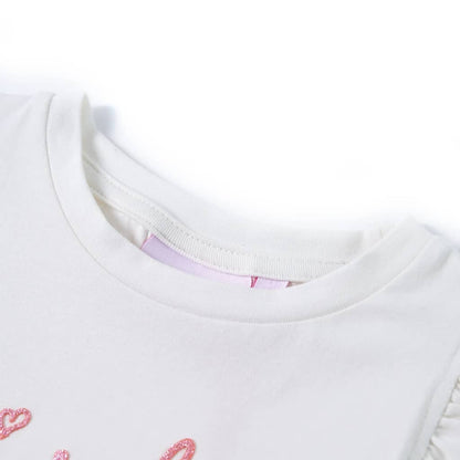 Kinder-T-Shirt mit Rüschenärmeln Ecru 116