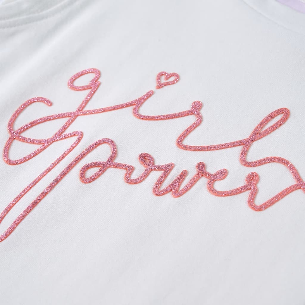 Kinder-T-Shirt mit Rüschenärmeln Ecru 116