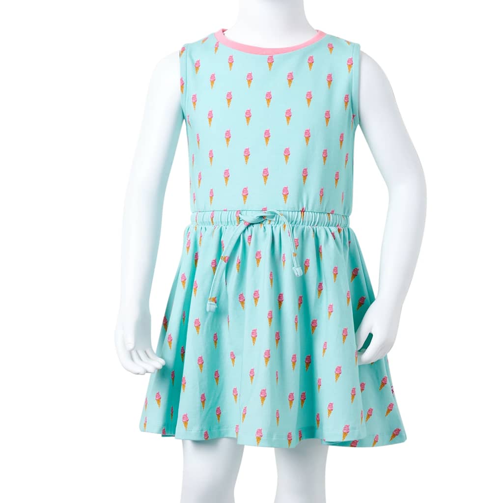 Kinderkleid mit Kordelzug Helles Minzgrün 92
