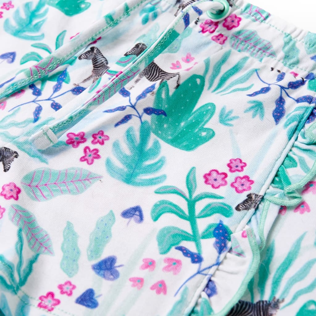 Kindershorts mit Kordelzug Ecru und Dunkles Minzgrün 104