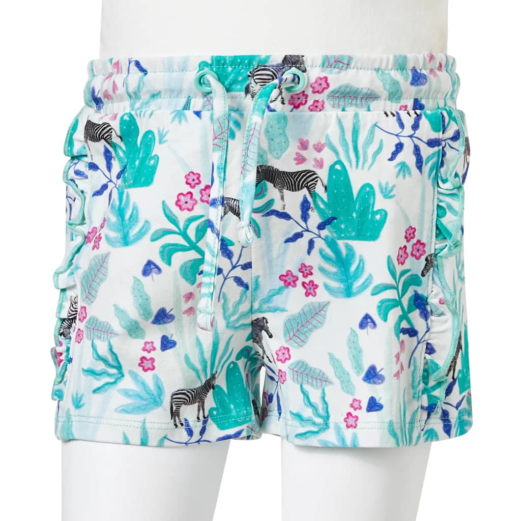 Kindershorts mit Kordelzug Ecru und Dunkles Minzgrün 104