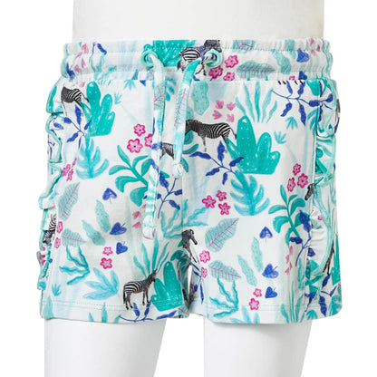Kindershorts mit Kordelzug Ecru und Dunkles Minzgrün 104
