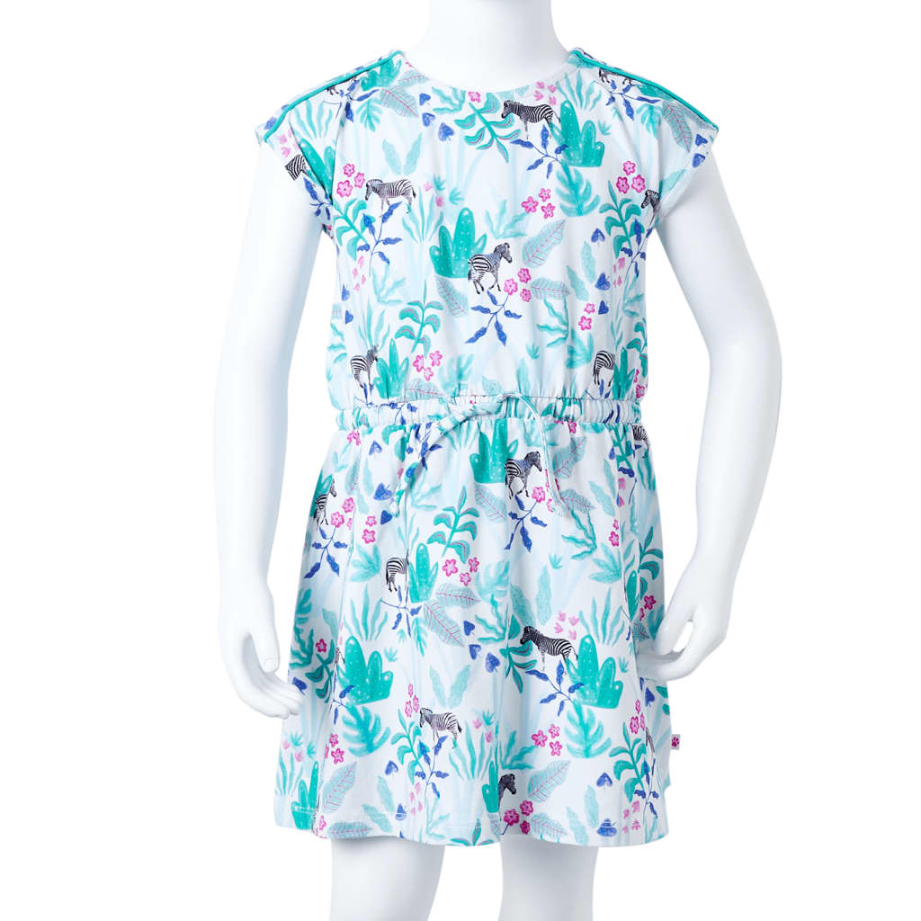Kinderkleid Ecru und Dunkles Minzgrün 92