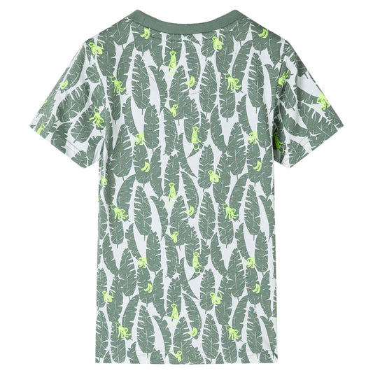 Kinder-T-Shirt Ecru und Dunkles Efeugrün 92