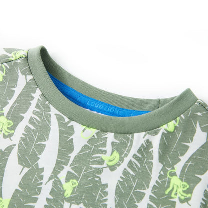 Kinder-T-Shirt Ecru und Dunkles Efeugrün 128