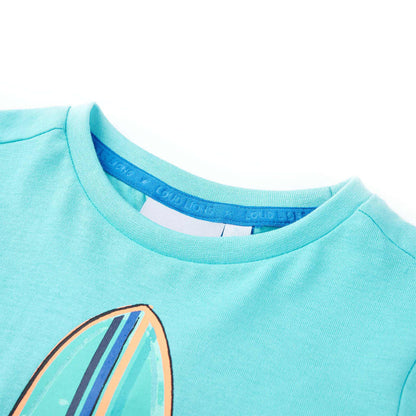 Kinder-Kurzarmshirt Aquablau 92