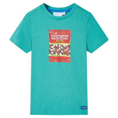 Kinder-Kurzarmshirt Dunkles Minzgrün 92