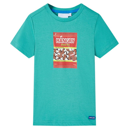 Kinder-Kurzarmshirt Dunkles Minzgrün 140
