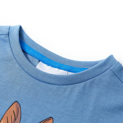 Kinder-Kurzarmshirt Mittelblau 128
