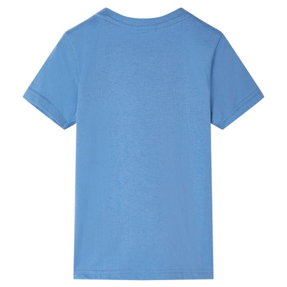 Kinder-Kurzarmshirt Mittelblau 140