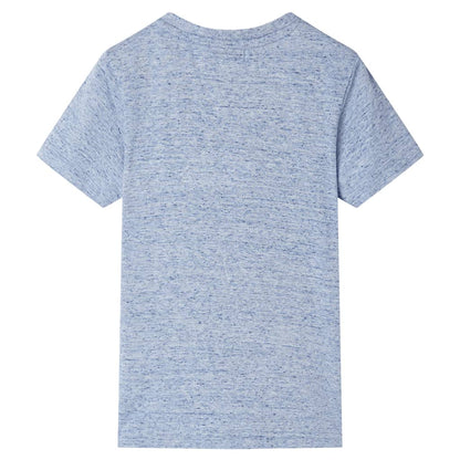 Kinder-Kurzarmshirt Blau Melange 140