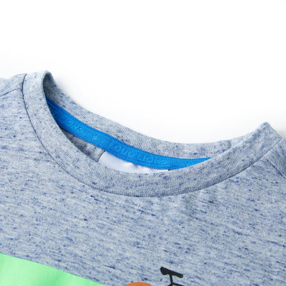 Kinder-Kurzarmshirt Blau Melange 140