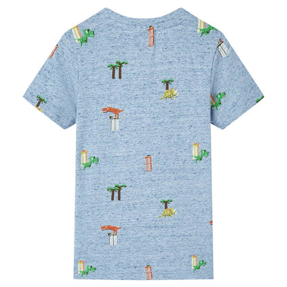 Kinder-T-Shirt Blau Melange 140