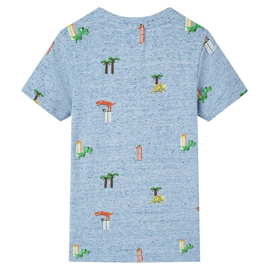 Kinder-T-Shirt Blau Melange 140