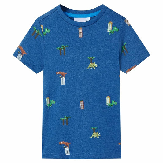 Kinder-T-Shirt Dunkelblau Melange 128