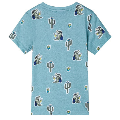 Kinder-T-Shirt Hellgrün Melange 140