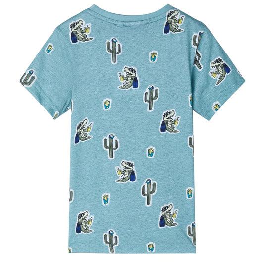 Kinder-T-Shirt Hellgrün Melange 140