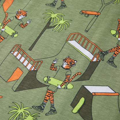 Kinderpyjama mit Kurzen Ärmeln Hellkhaki 104