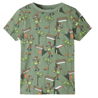 Kinderpyjama mit Kurzen Ärmeln Hellkhaki 116