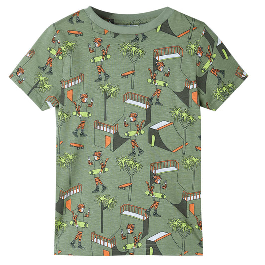 Kinderpyjama mit Kurzen Ärmeln Hellkhaki 116