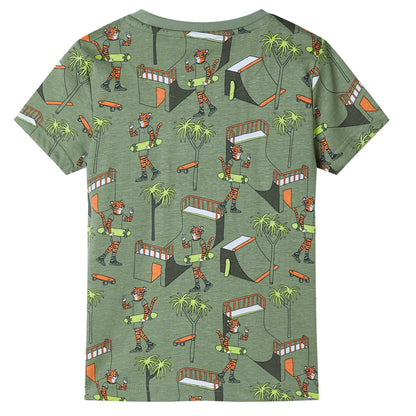 Kinderpyjama mit Kurzen Ärmeln Hellkhaki 128