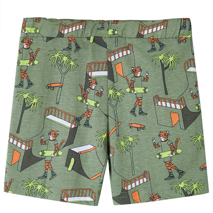 Kinderpyjama mit Kurzen Ärmeln Hellkhaki 128