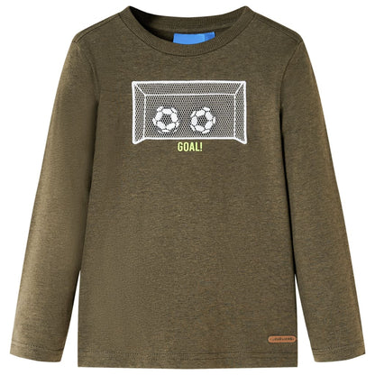 Kinder-Langarmshirt Khaki Melange 128