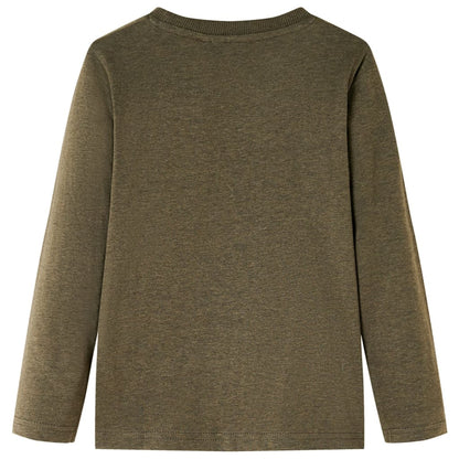 Kinder-Langarmshirt Khaki Melange 140
