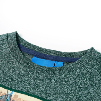 Kinder-Langarmshirt Dunkelgrün Melange 92