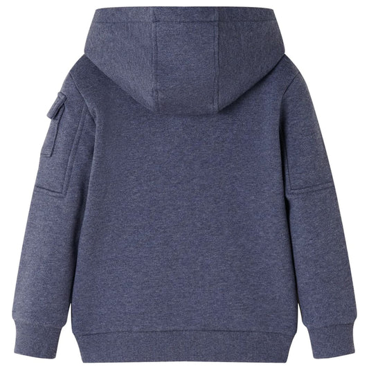 Kinder-Kapuzenpullover mit Reißverschluss Dunkelblau Melange 116