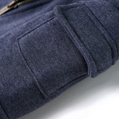 Kinder-Kapuzenpullover mit Reißverschluss Dunkelblau Melange 128