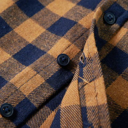 Kinderhemd Karomuster Cognac und Blau 104