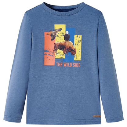 Kinder-Langarmshirt Blau Melange 104