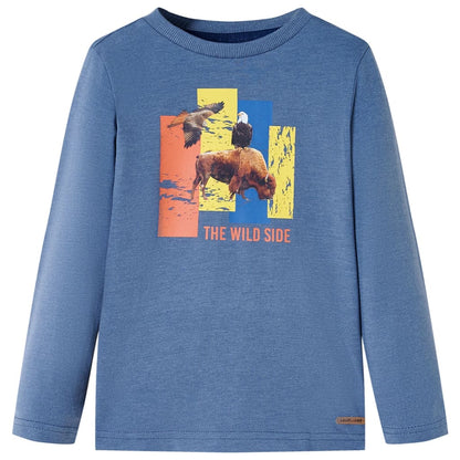 Kinder-Langarmshirt Blau Melange 140
