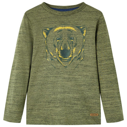 Kinder-Langarmshirt Khaki Melange 92