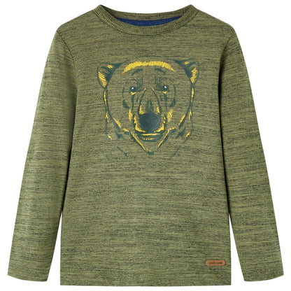 Kinder-Langarmshirt Khaki Melange 116
