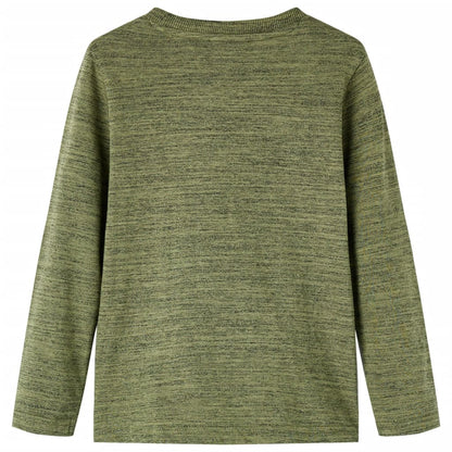 Kinder-Langarmshirt Khaki Melange 116