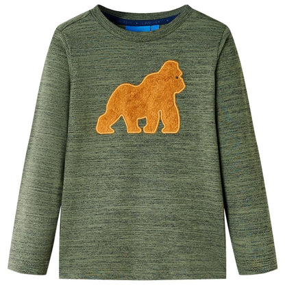 Kinder-Langarmshirt Khaki Melange 128