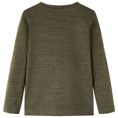 Kinder-Langarmshirt Dunkles Khaki Melange 92