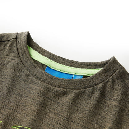 Kinder-Langarmshirt Dunkles Khaki Melange 104