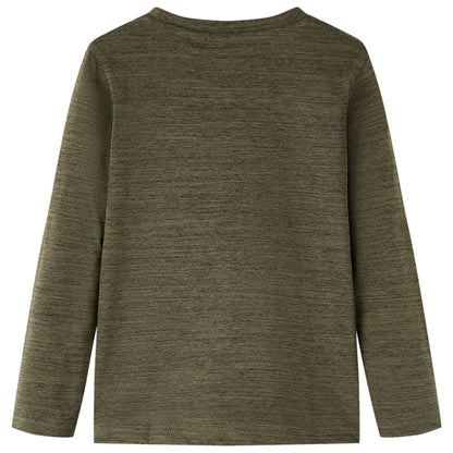 Kinder-Langarmshirt Dunkles Khaki Melange 128