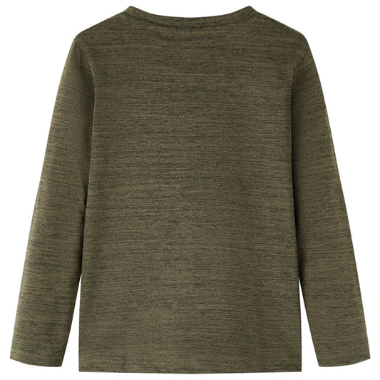 Kinder-Langarmshirt Dunkles Khaki Melange 128