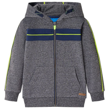 Kinder-Kapuzenpullover mit Reißverschluss Grau Melange 104