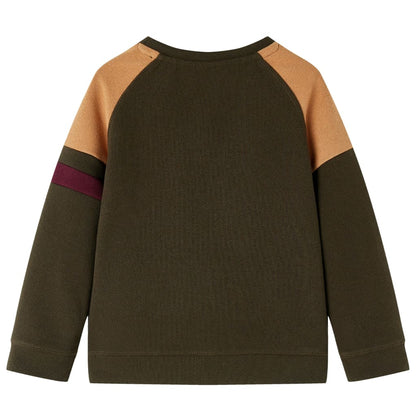 Kinder-Sweatshirt Dunkles Khaki und Kamelbraun 140