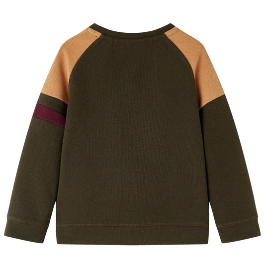 Kinder-Sweatshirt Dunkles Khaki und Kamelbraun 140