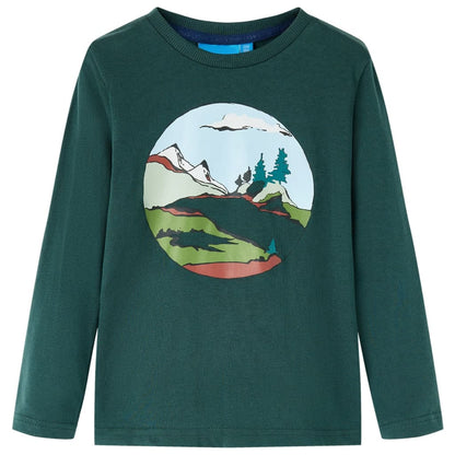 Kinder-Langarmshirt Dunkelgrün 128