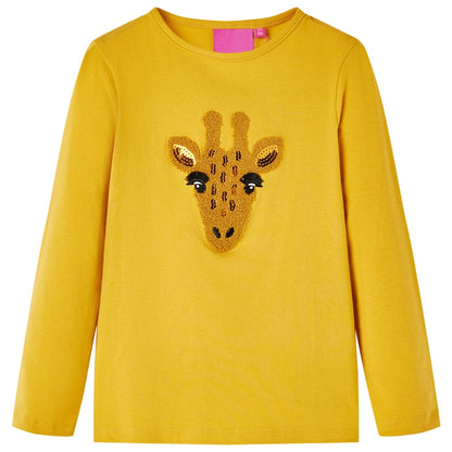 Kinder-Langarmshirt Dunkles Ocker 140